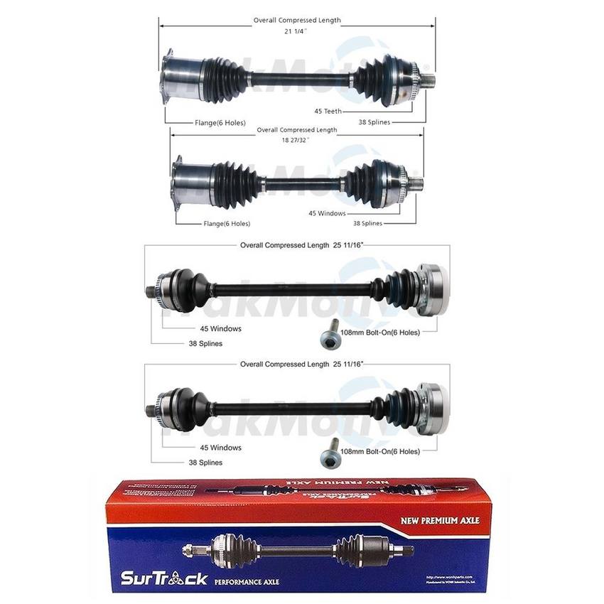 Audi CV Axle Shaft Kit - Front and Rear 4B3501203BX - Aftermarket 3991463KIT